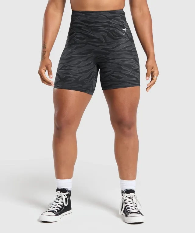 Gymshark Power Tight Shorts - Onyx Grey Print