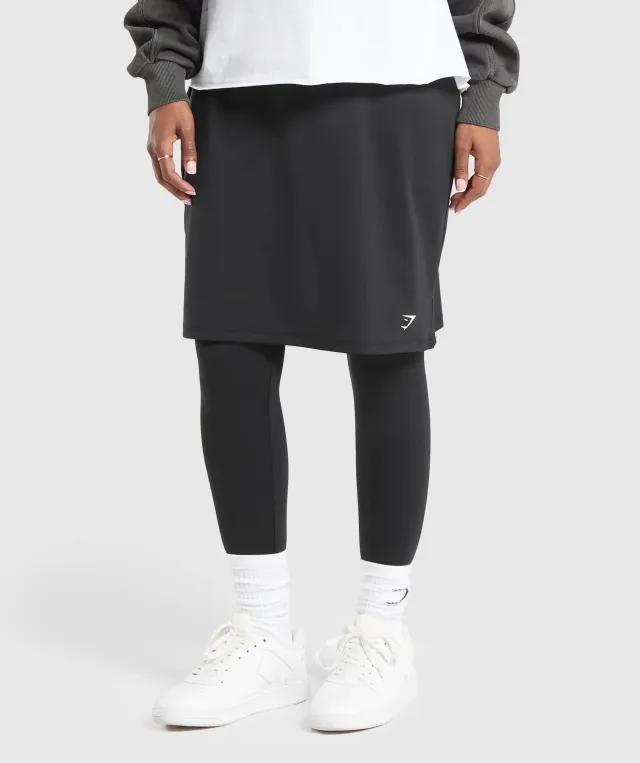 Gymshark 2 in 1 High Waisted Skirt Leggings - Black