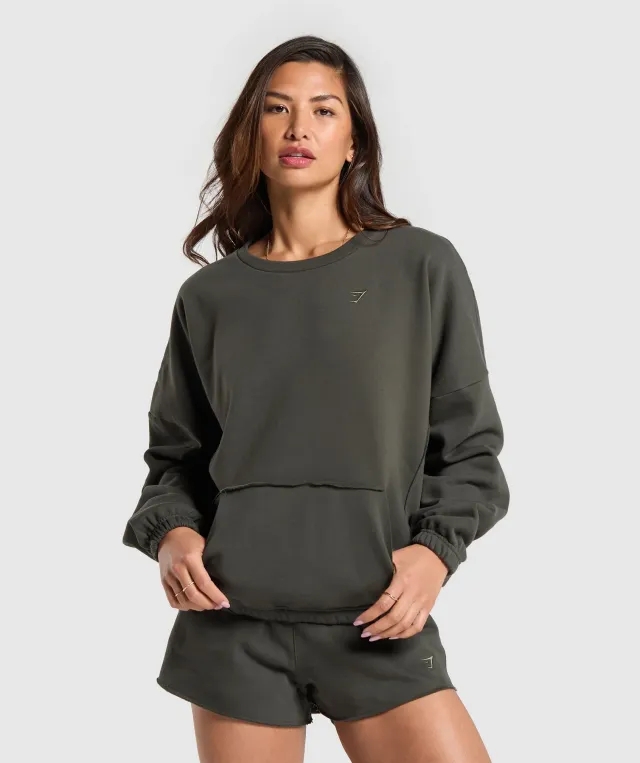 Gymshark Fleece Oversized Sweatshirt - Strength Green