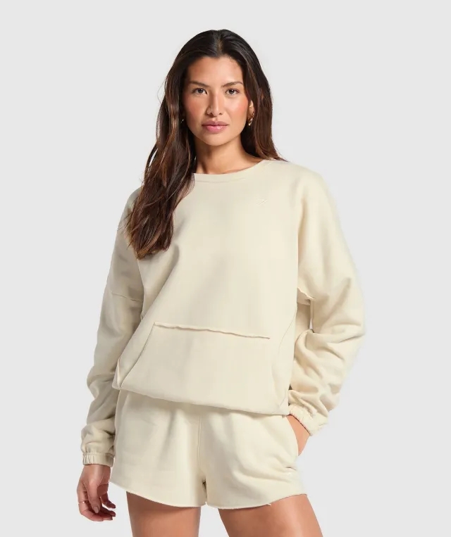 Gymshark Fleece Oversized Sweatshirt - Ecru White