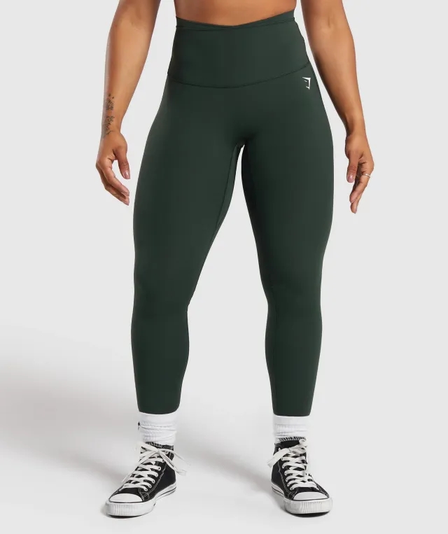 Gymshark Mesh Waistband Leggings - Victory Green