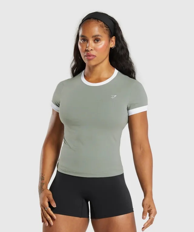 Gymshark Lifting Baby T-Shirt - Unit Green/White