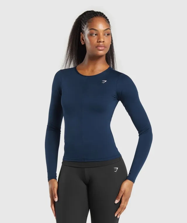 Gymshark Everyday Open Back Long Sleeve Top - Navy