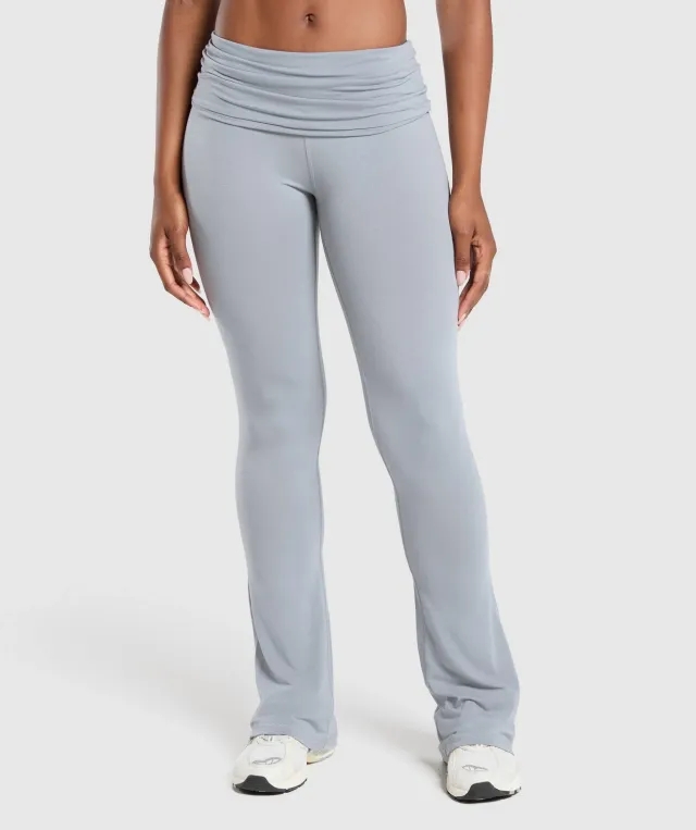 Gymshark Foldover Flared Leggings - Denim Grey