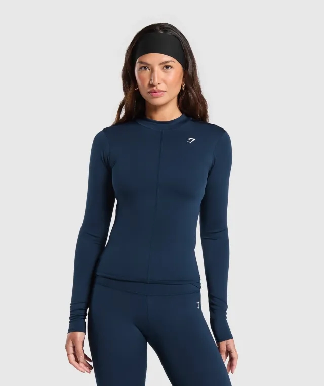 Gymshark Everyday High Neck Long Sleeve Top - Navy