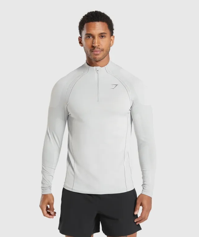 Gymshark Apex Seamless 1/4 Zip - Light Grey/Medium Grey