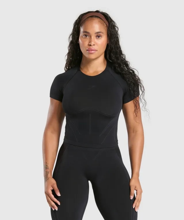 Gymshark Apex Contrast T-Shirt - Black/Brushed Grey