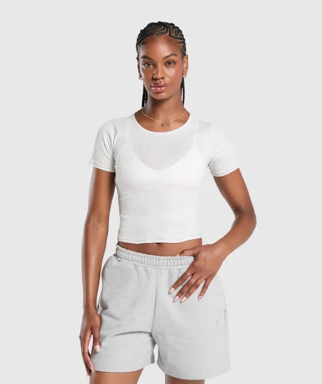 Gymshark Rib T-Shirt - White Marl