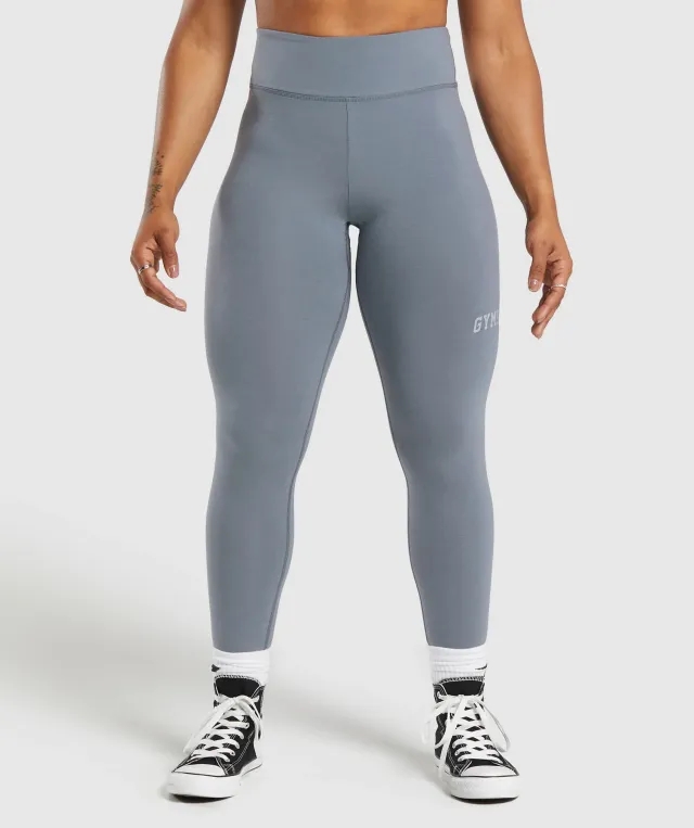 Gymshark Lifting Logo Leggings - Iron Blue