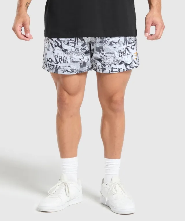 Gymshark Printed Mesh 5 Shorts - White