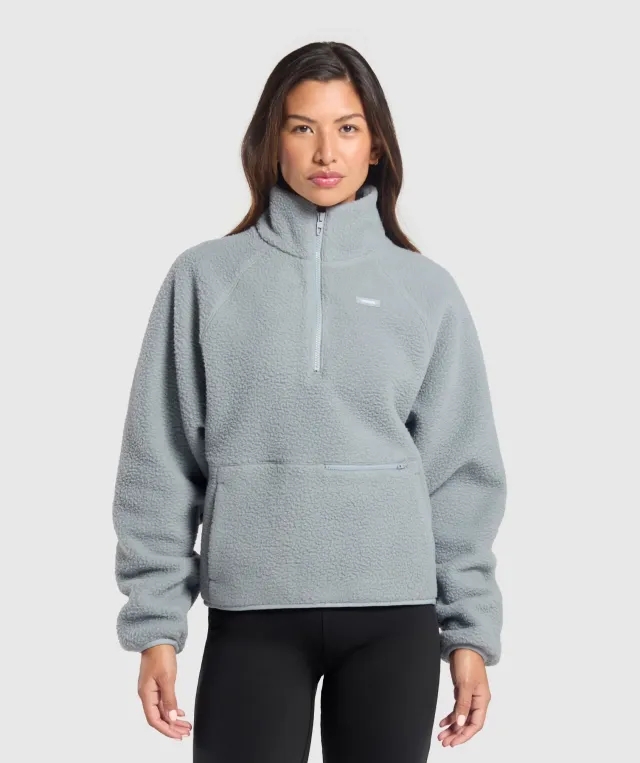 Gymshark Sherpa 1/4 Zip - Denim Grey