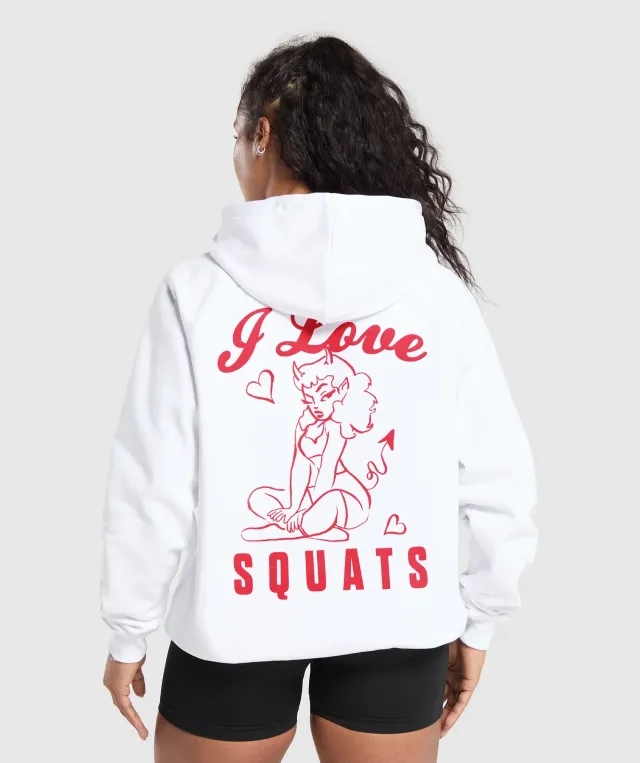 Gymshark I Love Squats Hoodie - White