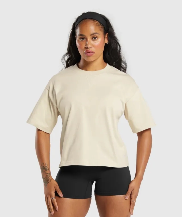 Gymshark Heavyweight Cotton T-Shirt - Ecru White