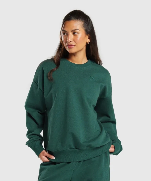 Gymshark Rest Day Sweats Oversized Crew - Bros Bold Teal Marl