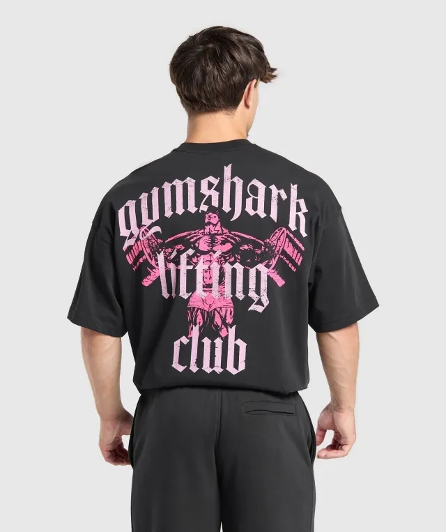 Gymshark Lifting Club T-Shirt - Black/Dolly Pink