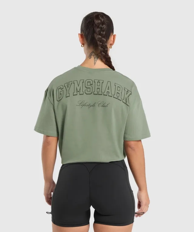 Gymshark Collegiate Oversized T-Shirt - Unit Green