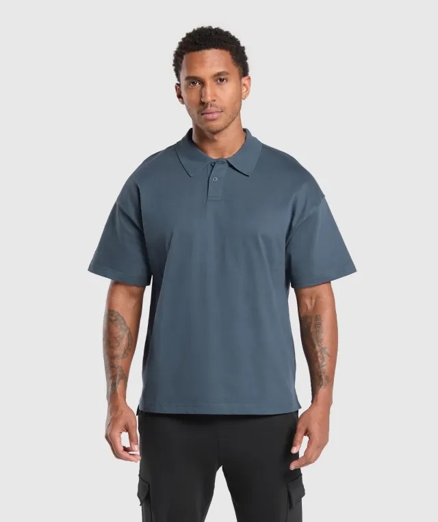 Gymshark Short Sleeve Polo - Cargo Blue