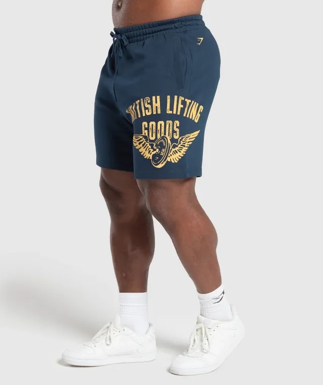 Gymshark British Lifting Goods Graphic Shorts - Navy