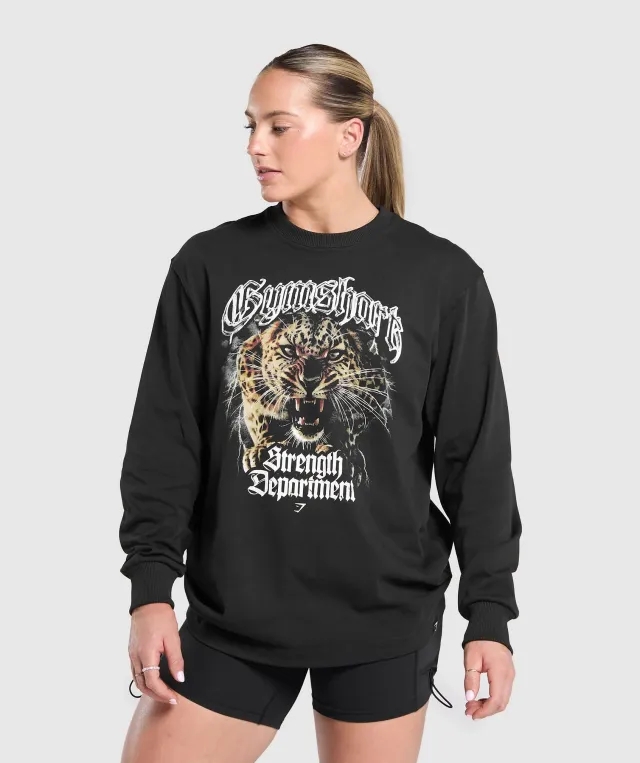 Gymshark Strength Department Animal Long Sleeve T-Shirt - Black