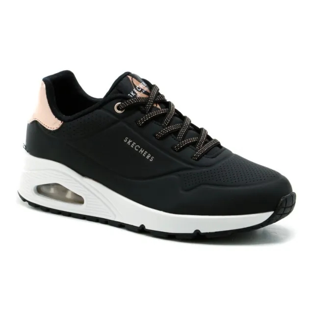 Skechers Women's Uno - Shimmer Away Sneaker in Black