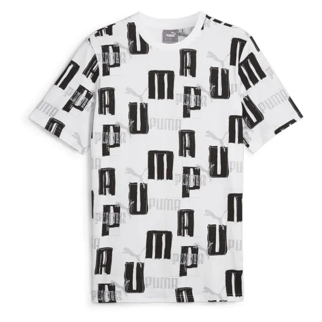 Puma  ESS+ LOGO LAB AOP TEE  men's T shirt in White