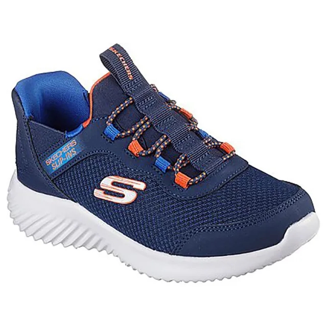 Skechers Boy's Slip-ins: Bounder - Brisk-Burst Sneaker in Navy Blue/Blue