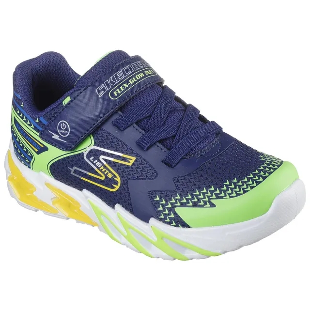 Skechers Boy's S Lights: Flex-Glow Bolt Sneaker in Navy Blue