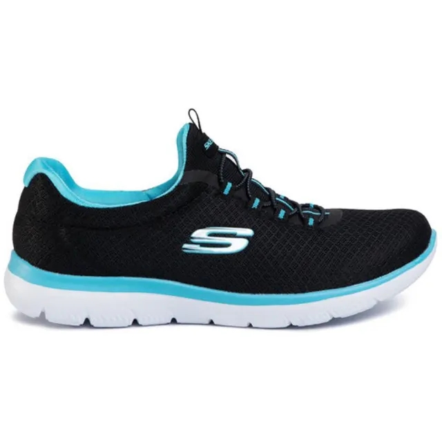 Skechers Women's Summits Sneaker in Black/Turquoise