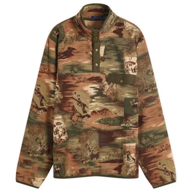 Polo Ralph Lauren Men's Ski Camo Fleece Pullover Jacket Camo Ski Scenic