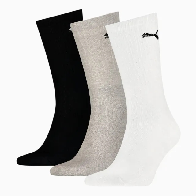 PUMA Unisex Sport Crew Lightweight Socks 3 Pack, White/Grey/Black
