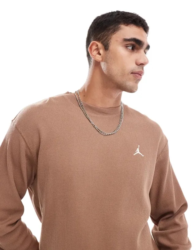 Nike Jordan Jordan Essential Logo Long Sleeve Top In Brown