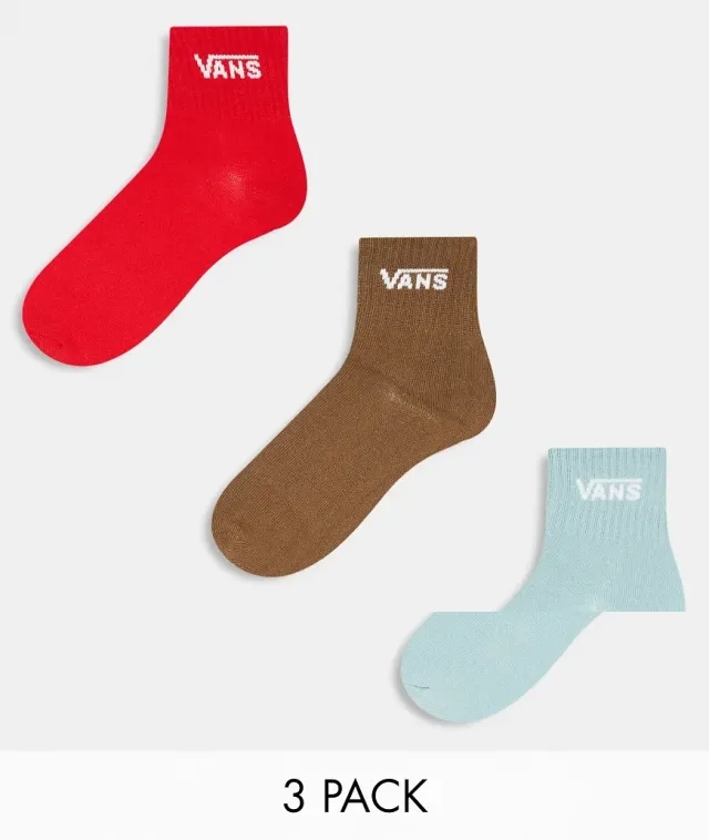 Vans - Classic Half Crew Socks (3 Pairs), Woman, Red