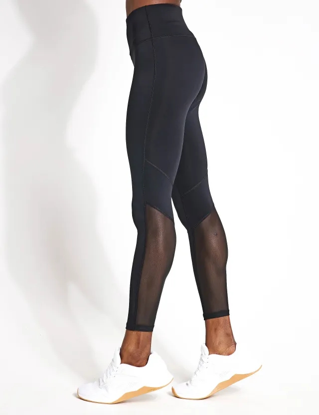 Reebok Women's Basic Mesh Leggings - Night Black - Size: Small