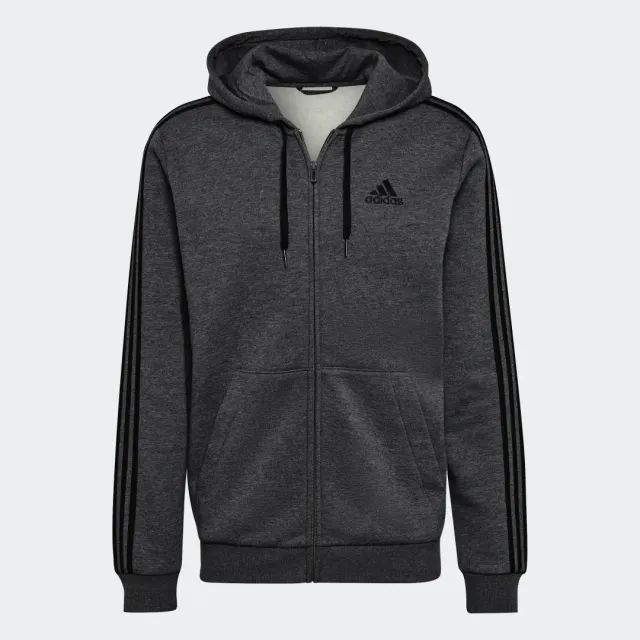 adidas Fleece 3 Stripes Full Zip Hoodie Mens
