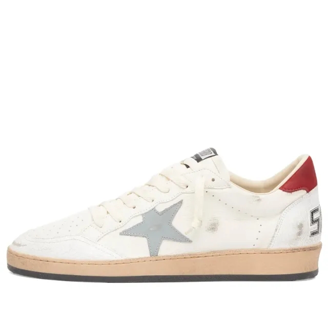 Golden Goose Men's Ball Star Leather Sneaker White/Silver Blue/Red
