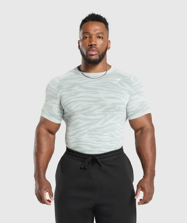 Gymshark Geo Animal Seamless T-Shirt - Cool Blue/Cargo Blue