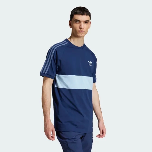 adidas Originals 3 Stripe Panel T-Shirt - Blue - Size 2XL - Blue