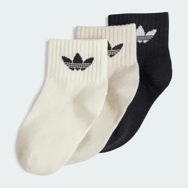 Adidas Kids Mid Ankle 3 Pack Unisex Socks - Black