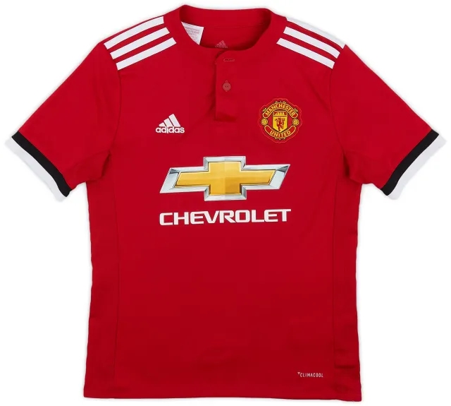 adidas 2017-18 Manchester United Home Shirt - 9/10 - (M.Boys)