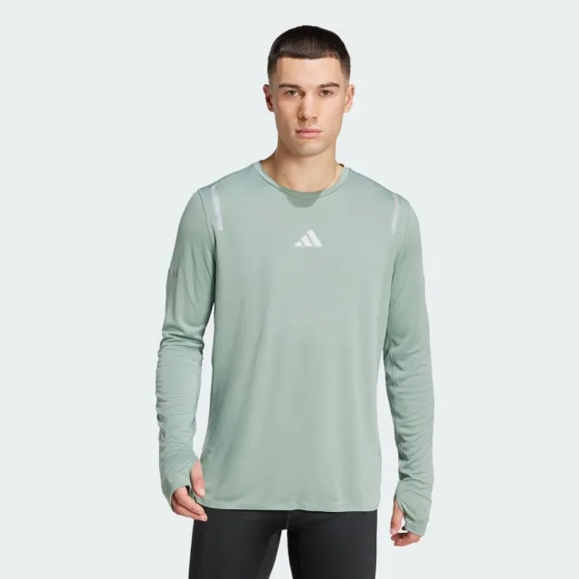 Adidas Running Ultimate Reflective Long Sleeve Tee In Green