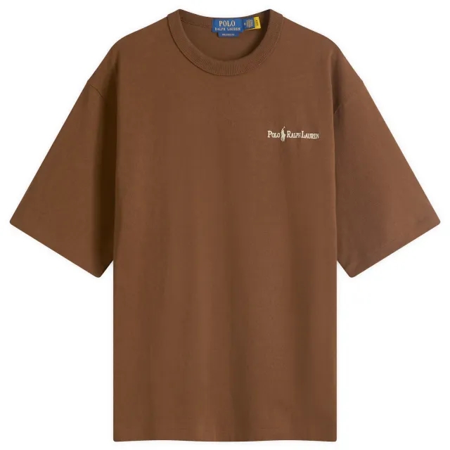 Polo Ralph Lauren Script Player Logo Heavyweight Relaxed Oversized T-Shirt In Brown