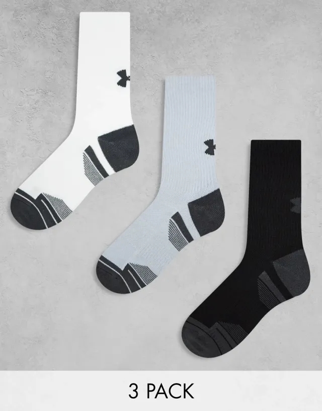 Unisex  Under Armour  Performance Tech 3-Pack Crew Socks Mod Gray / White / Jet Gray L