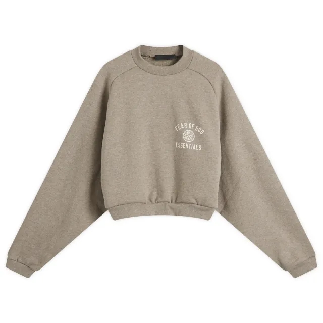 Fear of God ESSENTIALS Women's Fleece Cropped Crew Sweatshirt Heather Gray