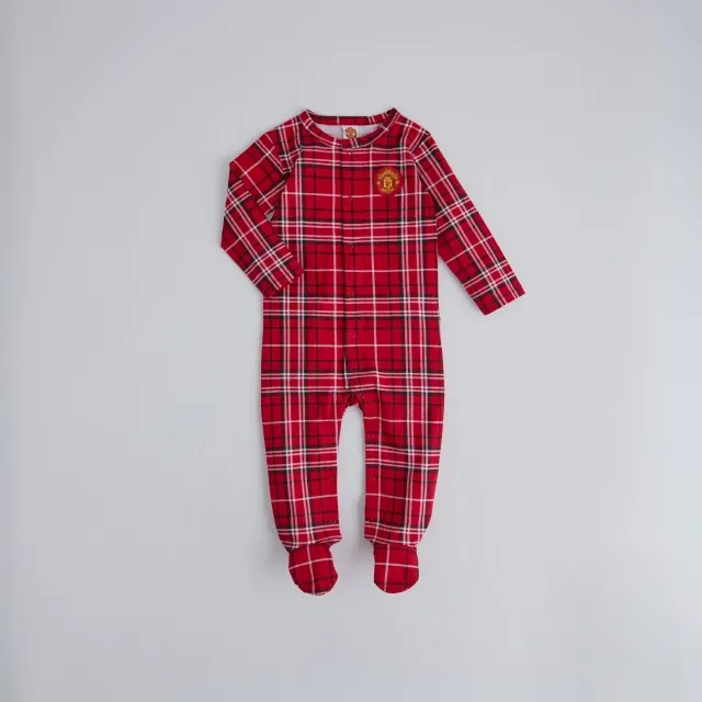 BRECREST Manchester United Baby Check Sleepsuit Red