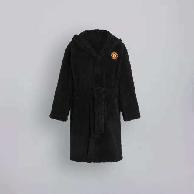 BRECREST Manchester United Boys Sherpa Dressing Gown Black