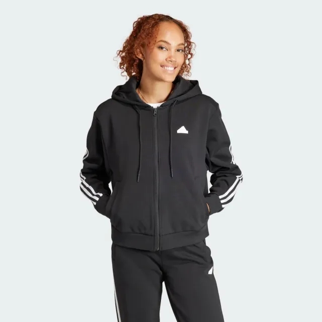 Manchester United x adidas Womens Future Icons 3-Stripes Full Zip Hoodie Black