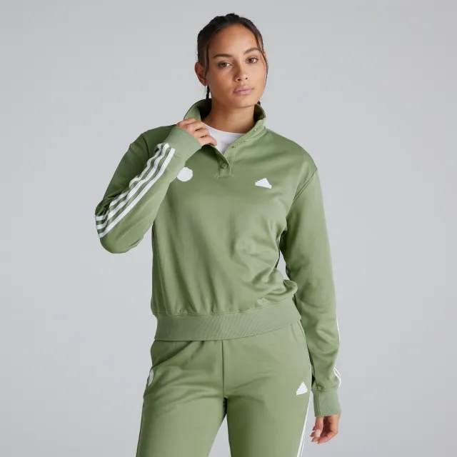 Manchester United x adidas Womens Iconic Wrapping 3-Stripes Snap Track Top Green