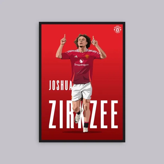 WUNDUR Manchester United Zirkzee Illustrated A2 Poster Red