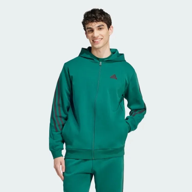 Manchester United x adidas Mens Future Icons 3-Stripes Full Zip Hoodie Green