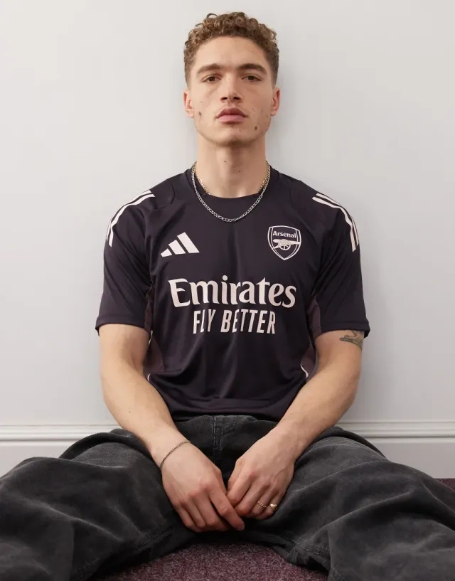 Adidas Football Arsenal Training T-Shirt In Black And Pink